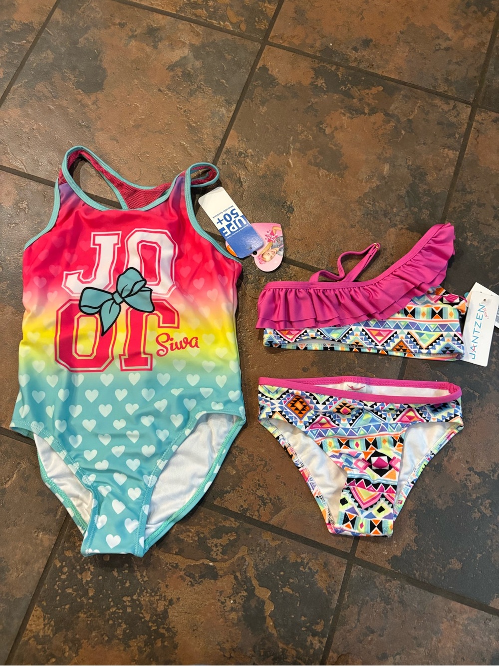 🌿Girls Rainbow Gradient One-Piece & Bikini Set - Multi